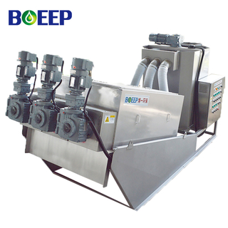 Unidad compacta de deshidratación por prensa de tornillo de preespesamiento para lodos biológicos